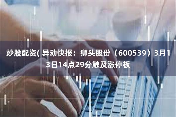 炒股配资( 异动快报：狮头股份（600539）3月13日14点29分触及涨停板