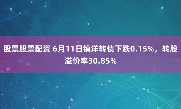 股票股票配资 6月11日镇洋转债下跌0.15%，转股溢价率30.85%