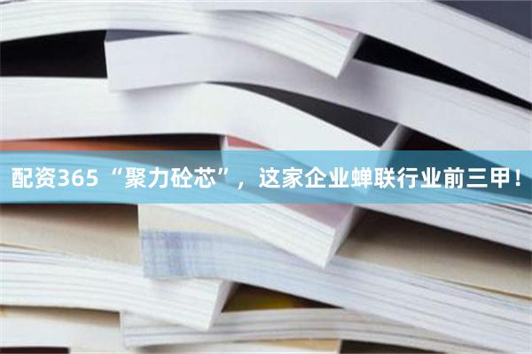配资365 “聚力砼芯”，这家企业蝉联行业前三甲！